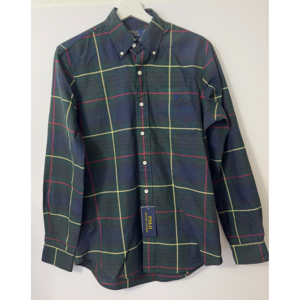 Polo Ralph Lauren Button Down Shirt Mens S Green Plaid Classic Fit Preppy Tartan